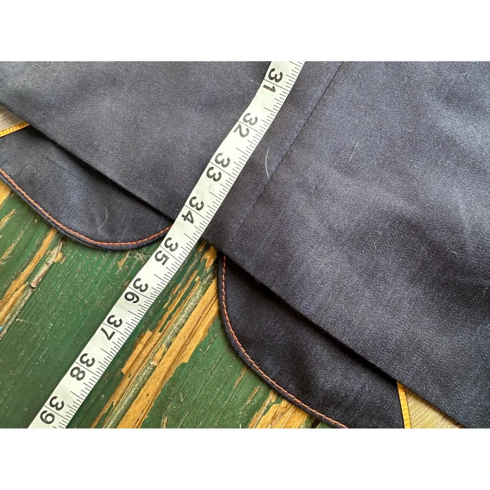 Mecca Mens Dark Indigo Blazer Contrast Orange Stitching Denim Style Jacket